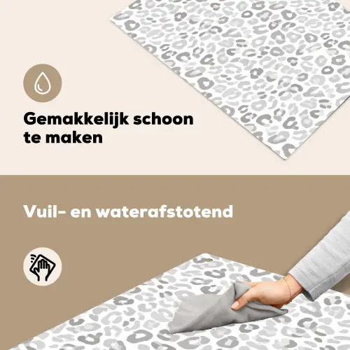 Luipaard - Motief - Grijs Inductie beschemer met haakjes klein 777 -ky-schoon-nl