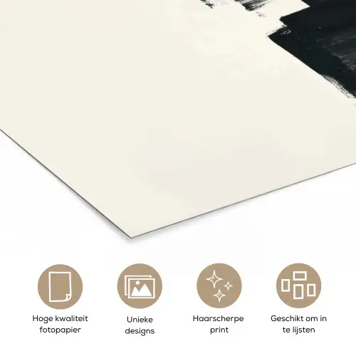 Rechthoeken - Penseelstreken - Abstract - Zwart poster papier klein -closeup_NL