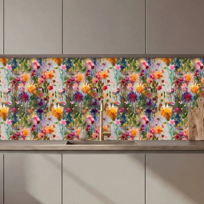 Zomers - Kleurrijk - Patroon - Bloemen keuken achterwand 2 middel 871 zz_3dshopping