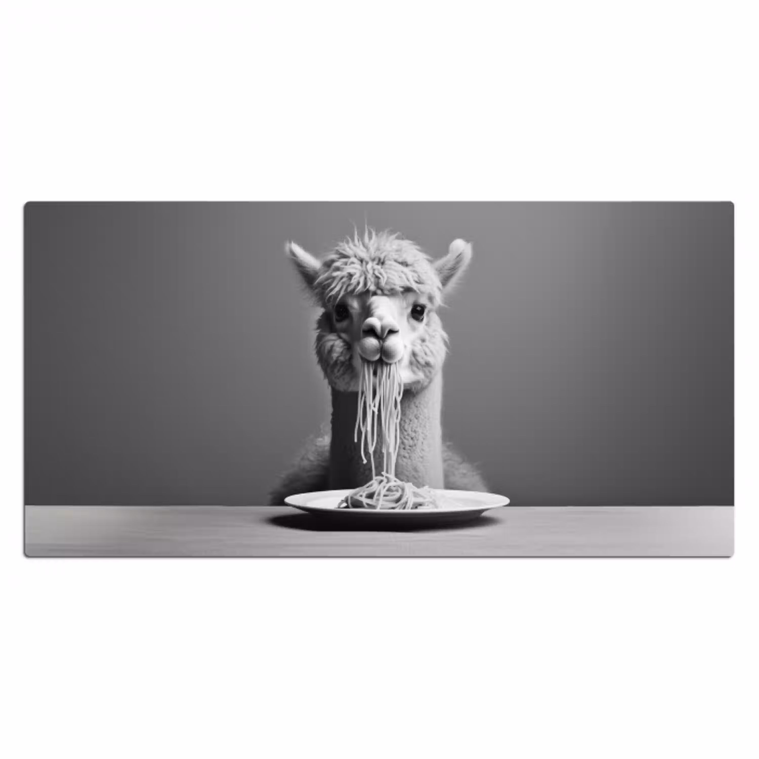 Alpaca - Pasta - Zwart - Wit - Grappig - Dieren Muismat XXL klein -3d_leeg