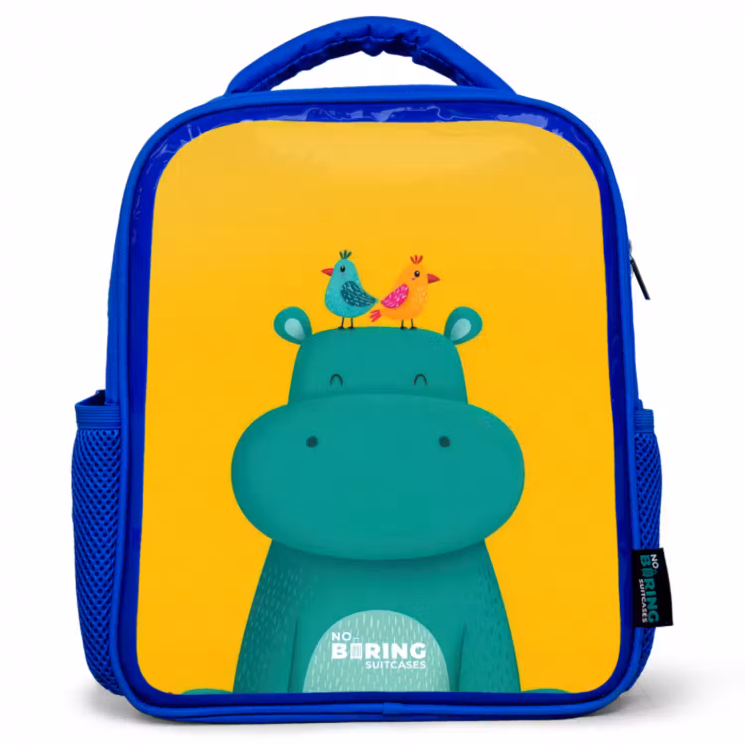 Kinderrucksack - Blau - Nilpferd - Vögel - Gelb