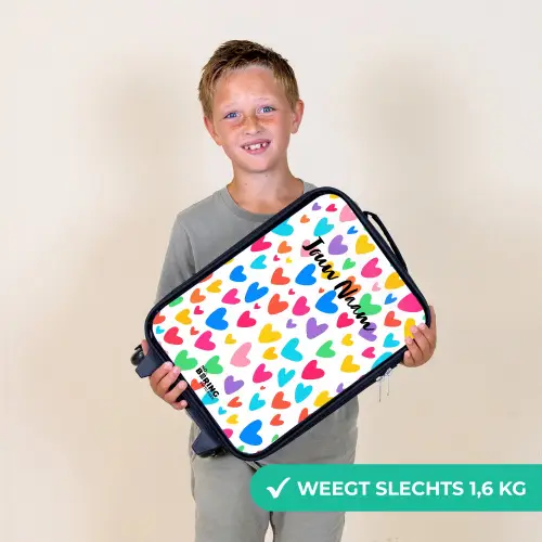 Gekleurde hartjes Kinderkoffer - Zwart klein -sfeer4_NL
