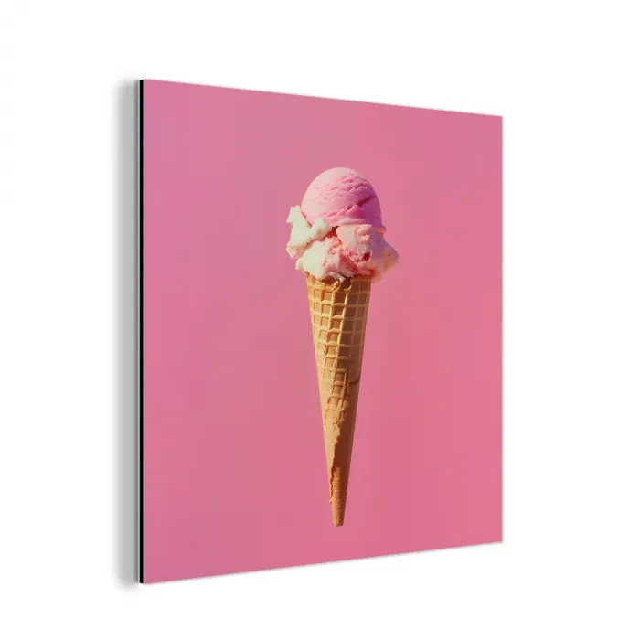 Hoorntje - Schepijs - Roze aluminium wit klein -3d