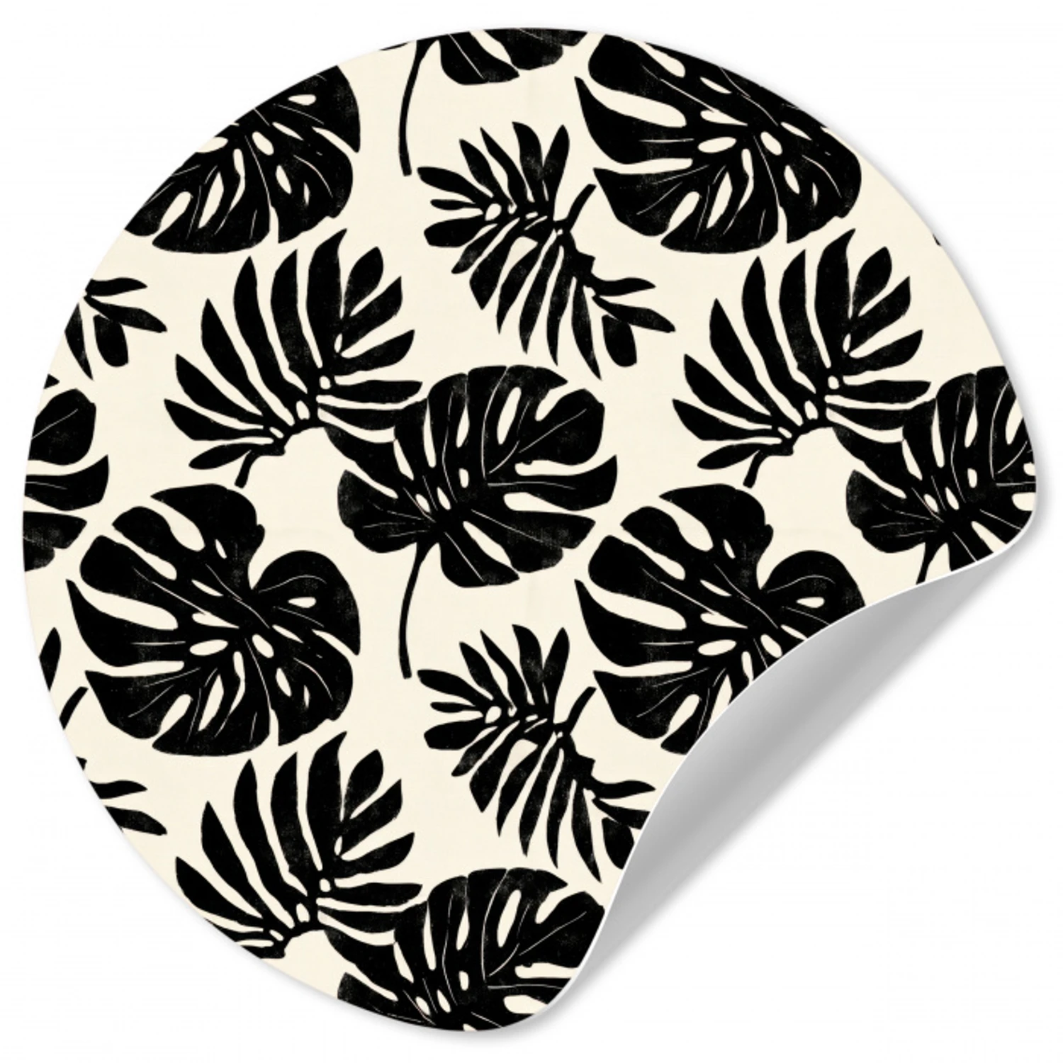 Modern - Monstera - Zwart Wandcirkel behangsticker klein 186 -3d