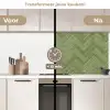 Visgraatstructuur - Tegels - Olijfgroen keuken achterwand 2 middel 871 -voor-na2_NL
