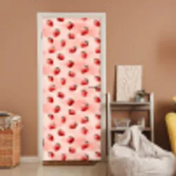 Aardbei - Patroon - Roze deurposter klein 289 -sfeer1