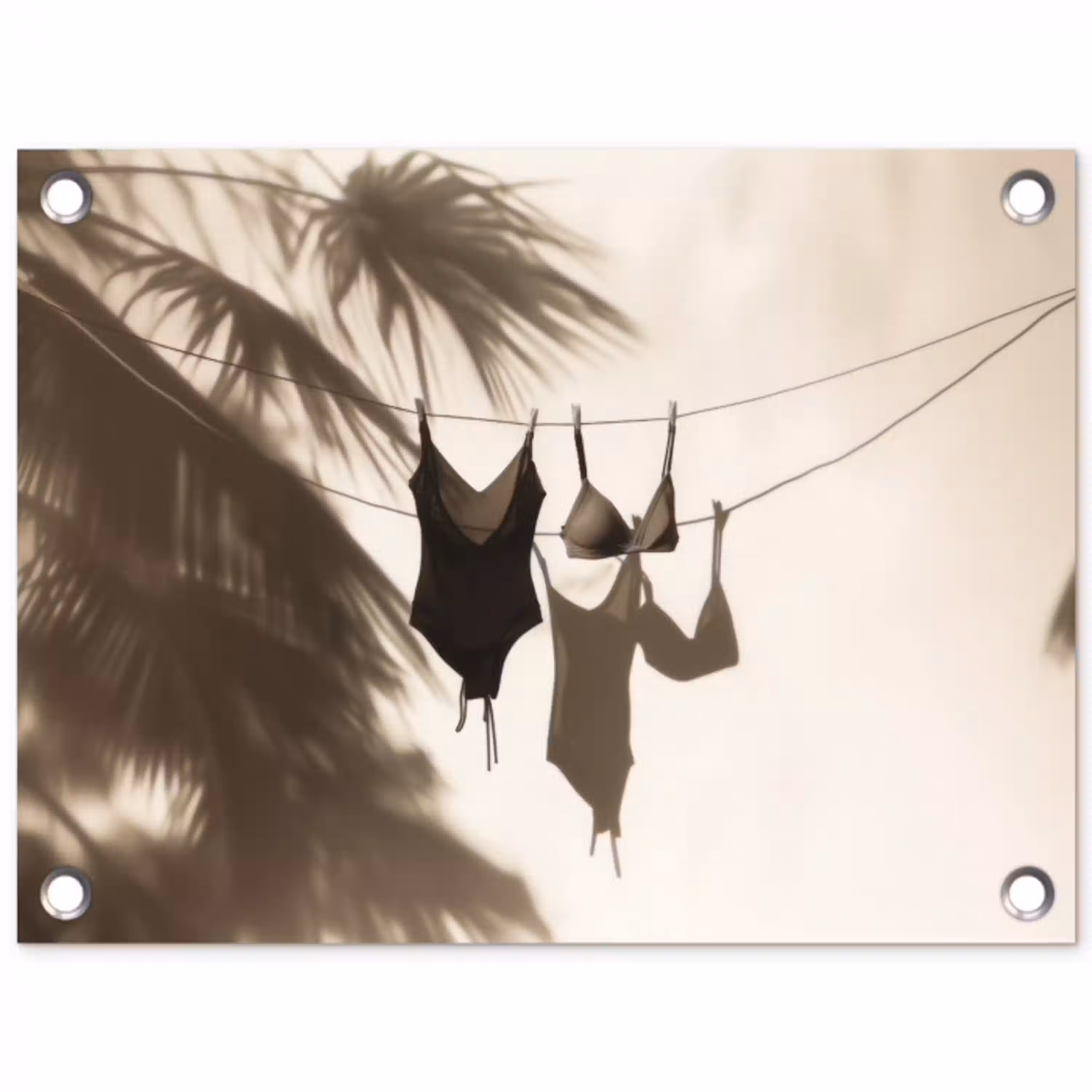 Badkleding - Palmbomen - Schaduw - Tropisch tuinposter los doek klein -3d