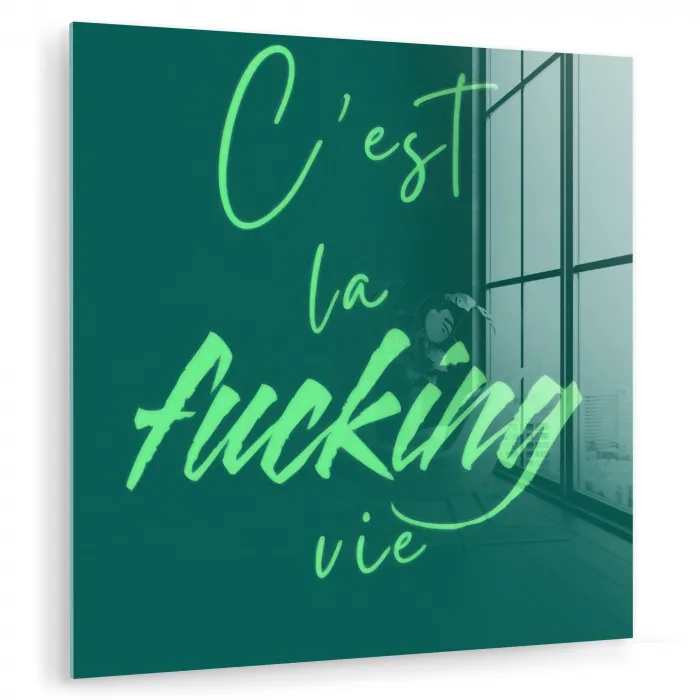 c'est la fucking vie - Groen - Handgeschreven plexiglas 5mm klein -zzzproduct_nieuw