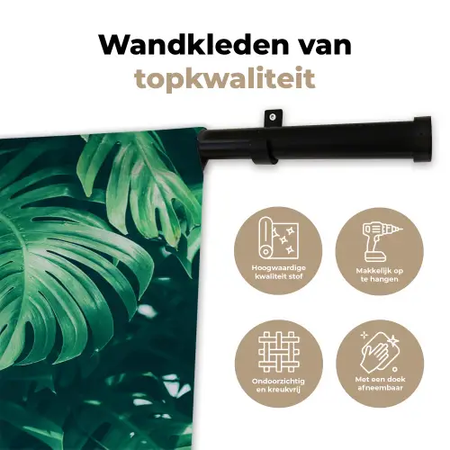 Monstera - Bladeren - Planten - Jungle - Natuur Wandkleed katoen klein -sfeer2