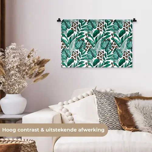 Dierenprint - Panter - Bladeren - Tropisch - Jungle Wandkleed katoen klein -sfeer1