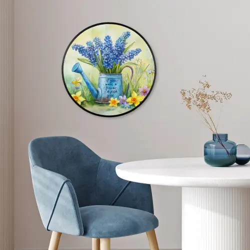 Lavendelbloemen - Quote - Gieter Fotolijst rond zonder passe partout klein -sfeer2