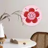 Bloem - Roze - Hartjes Wandcirkel kunststof plaat 5mm dik klein -sfeer4