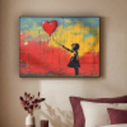 Banksy Style - Kleurrijk - Graffiti - Meisje - Street art Textielframe zwart klein -sfeer1