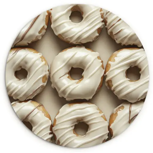 Donuts - Chocolade - Wit - Beige Wandcirkel kunststof plaat 5mm dik klein -3d