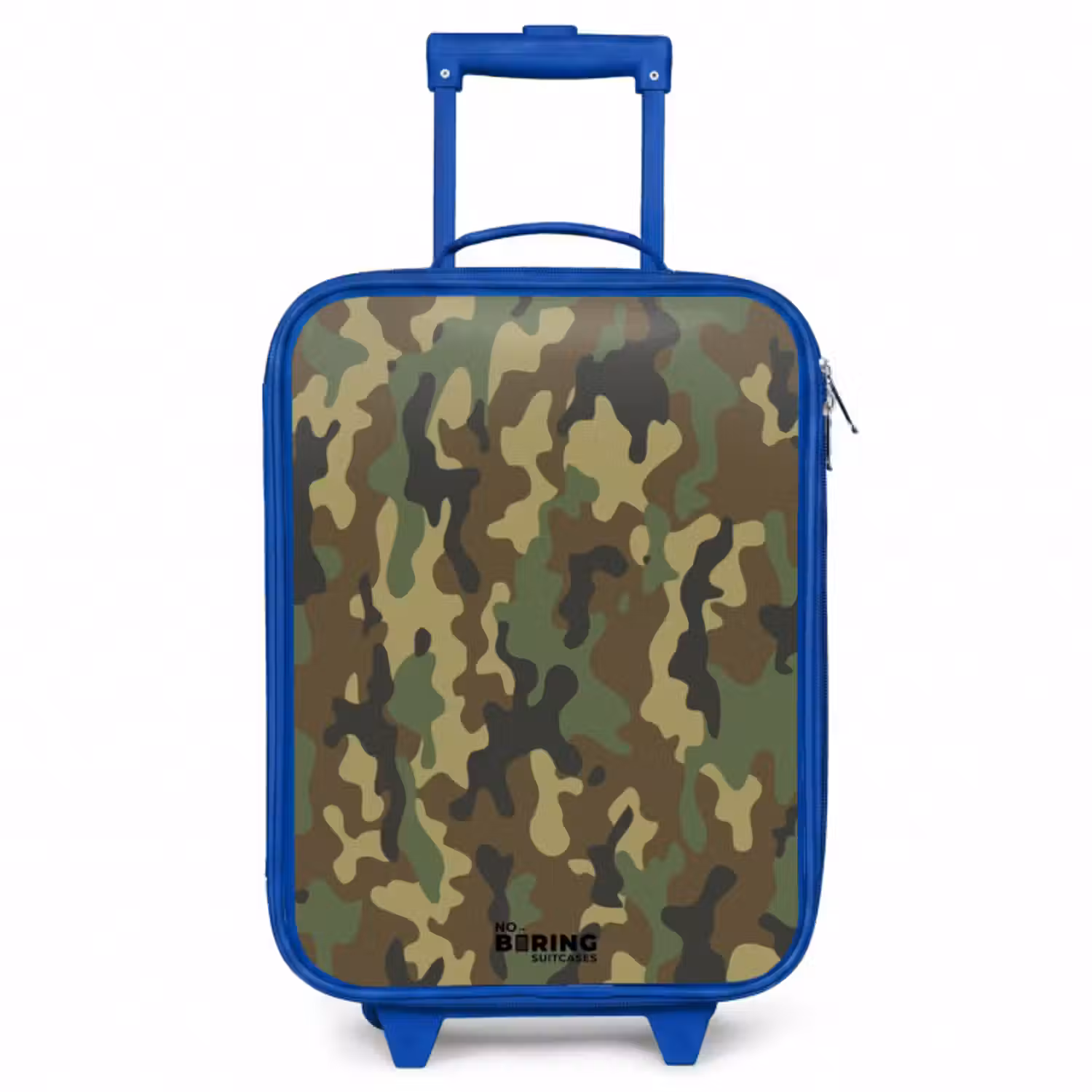 Kinderkoffer - Blauw - Groene camouflage met zandkleur