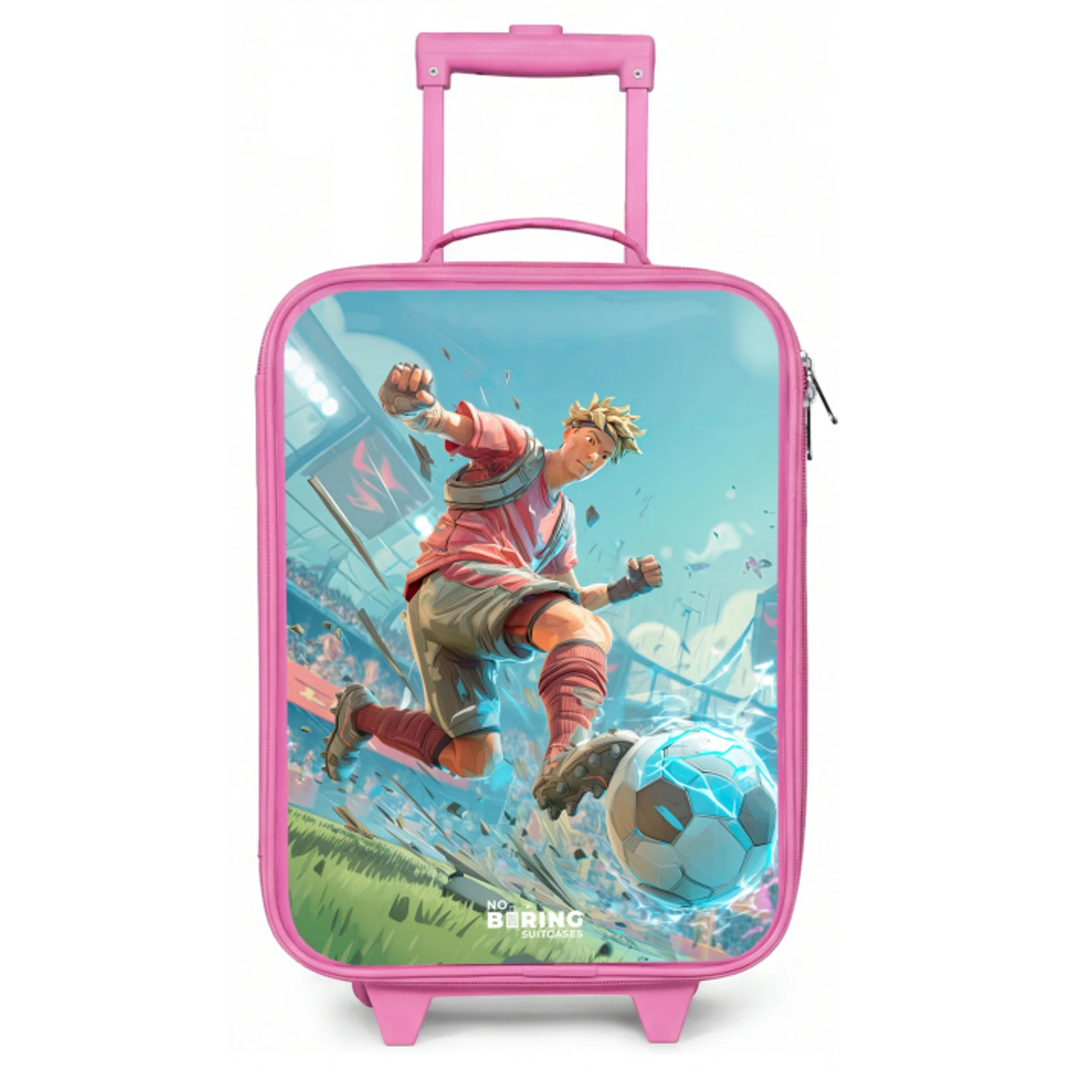 Voetbal - Jongen - Stadion - Elektrisch Kinderkoffer - Roze klein -zz3dotto