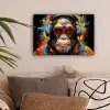 Chimpansee - Aap - dieren - Graffiti - Bril - Koptelefoon - Kleuren canvas 2cm klein -sfeer1