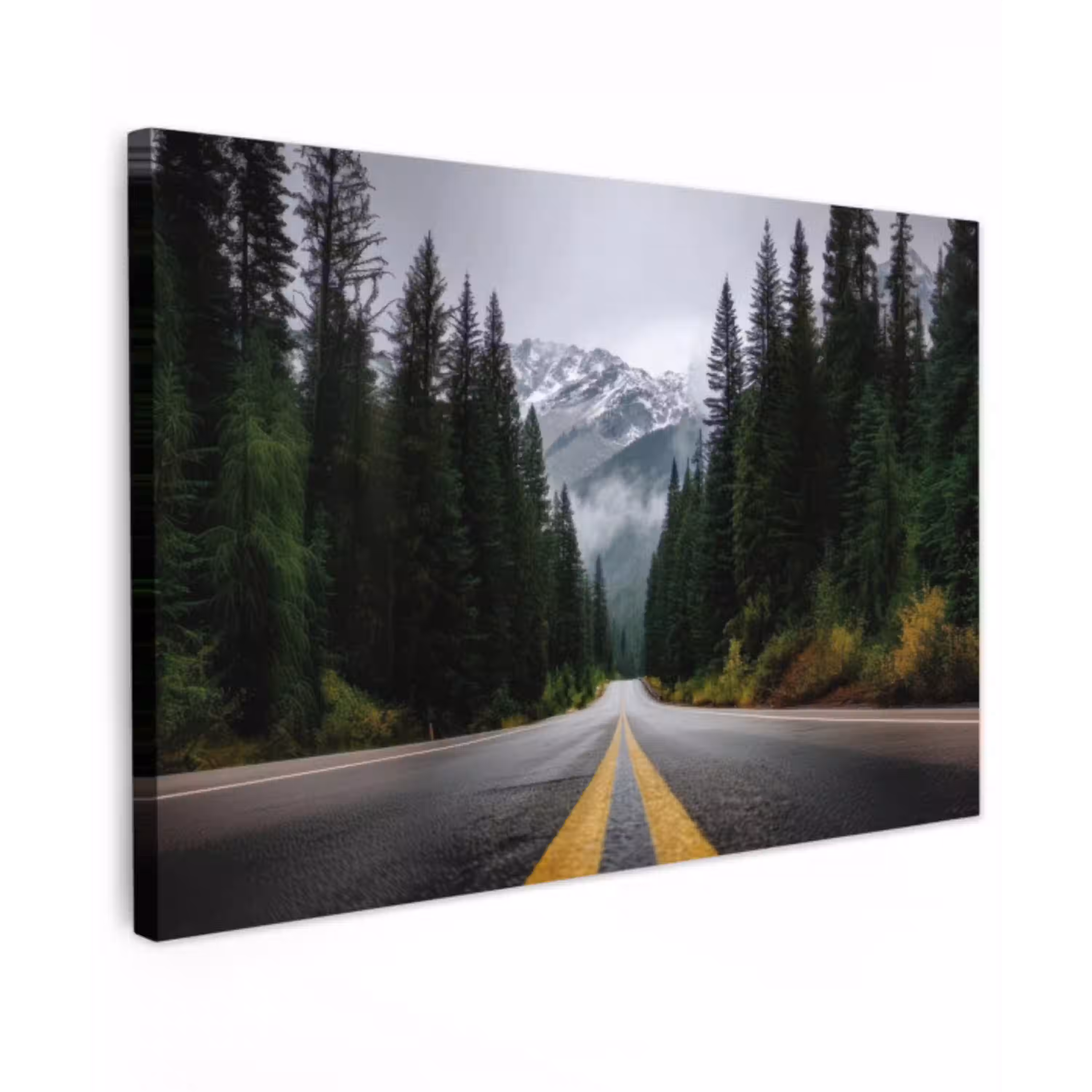 Sparrenbos - Weg - Bergen - Sneeuw canvas 2cm klein -z3d