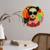 Meisje - Zonnebril - Kat - Retro Wandcirkel behangsticker klein -sfeer3