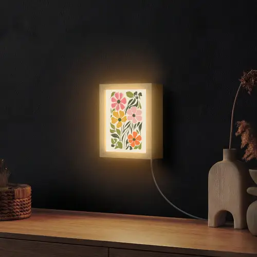 Bloemen - Speels - Kleurrijk Light Box met kabel (Wandlamp) klein -sfeer1