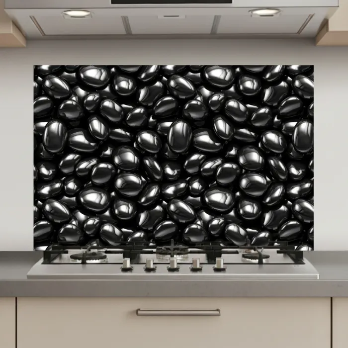Zwarte - Glans - Stenen keuken achterwand spatscherm klein 900 -3d_website