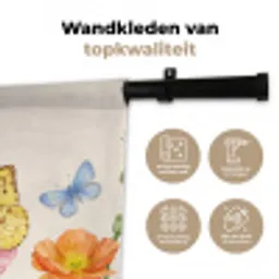 Vlinders - Klaprozen - Illustratie - Kleurrijk Wandkleed katoen klein -sfeer2