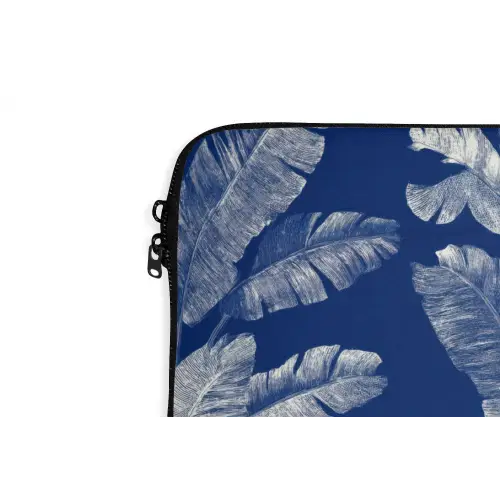 Blad - Palm - Blauw laptophoes neopreen klein 279 -detail
