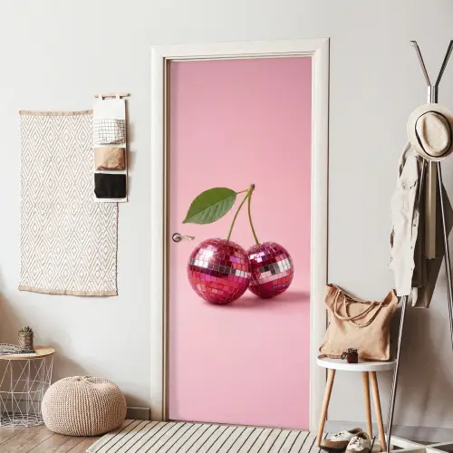 Disco - Kersen - Roze deurposter klein -sfeer6