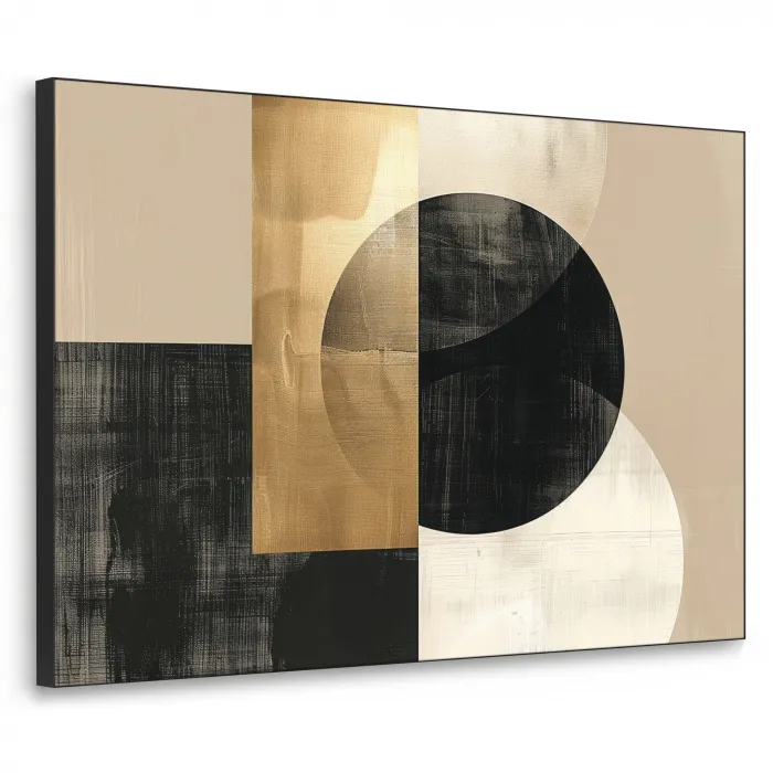 Abstract - Modern - Zwart - Goud Textielframe - compleet frame klein -3d