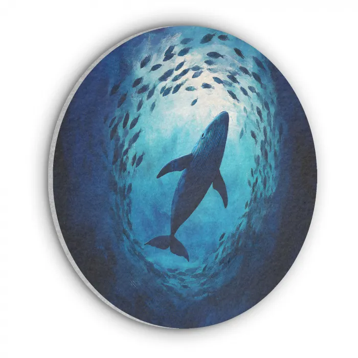 Walvis - Vissen - Donkerblauw Akoestische PET Vilt - Rond klein -3d
