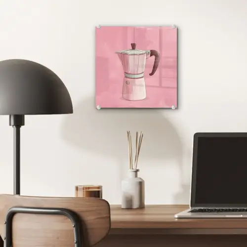 Roze - Mokkapot - Illustratie - Koffie plexiglas 5mm klein -sfeer6