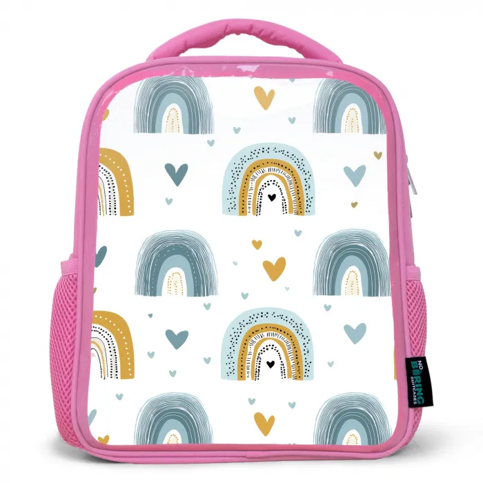 Patroon - Regenboog - Hartjes Kinderrugzak - Roze middel -3d