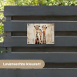 Giraffen - Cartoon - Crème tuinposter los doek klein -sfeer3