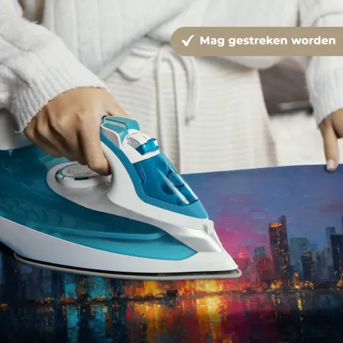 Skyline - Penseelstreken - Donkerblauw - Lichtgevend Wandkleed katoen klein -sfeer9