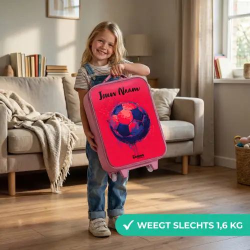 Voetbalvibes - Verf - Blauw - Rood Kinderkoffer - Roze klein -sfeer2_NL