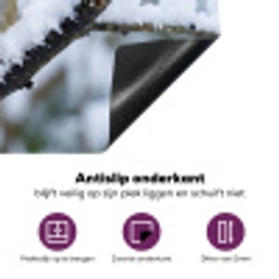Roodborstje - Tak - Sneeuw - Winter - Levendig Inductie beschermer vinyl 3mm klein -zzzzzzz-cc-onderkant
