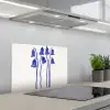 Bloemen - Blauw - Lijnen - Bloemblaadjes keuken achterwand spatscherm klein -3d_schuin