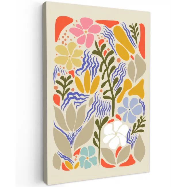 Abstract - Bloemen - Bladeren Tuinposter op houten frame 2 cm dik klein -3d