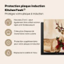 Gewei - Kerst - Rendier - Rood Inductie beschermer vinyl 3mm middel -zzzzzzusp-haakje_FR