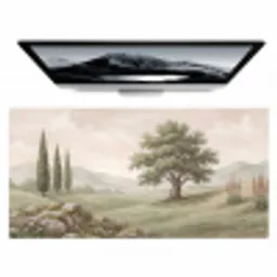 Heuvellandschap - Bomen - Natuur - Groen Muismat XXL klein -zzz3d