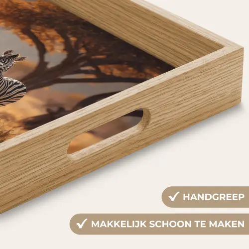 Zebra's - Savannelandschap - Gras Dienblad Rechthoek middel -USP_HandgreepNL