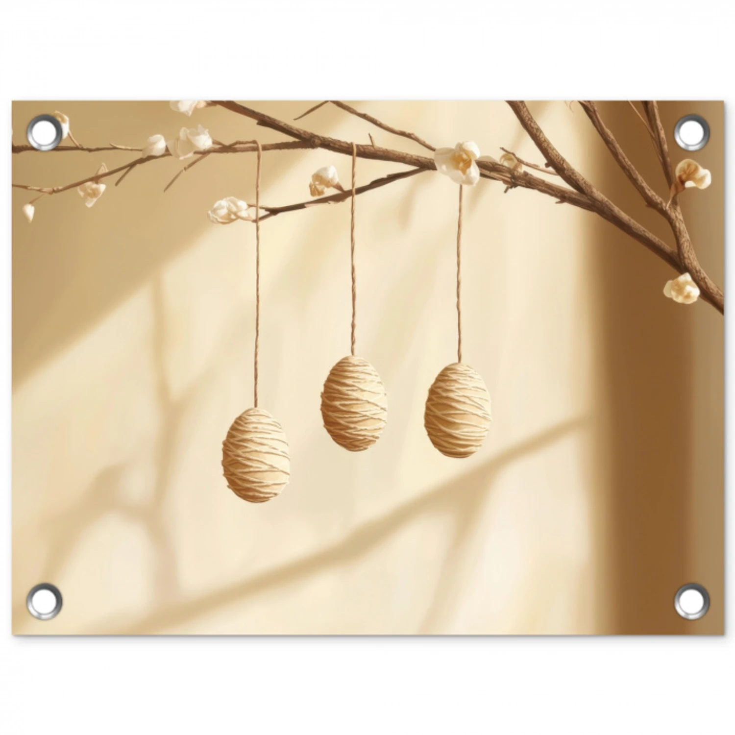 Beige - Paastak - Eieren tuinposter los doek klein -3d