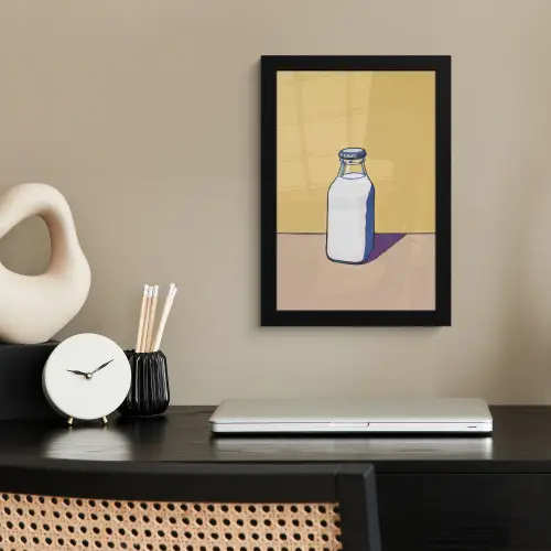 Glazen - Fles - Illustratie - Melk fotolijst zwart zonder passe partout klein -sfeer1
