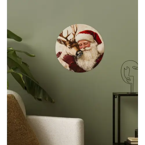 Kerstman - Rendier - Kerst - Christmas Wandcirkel behangsticker klein -sfeer2