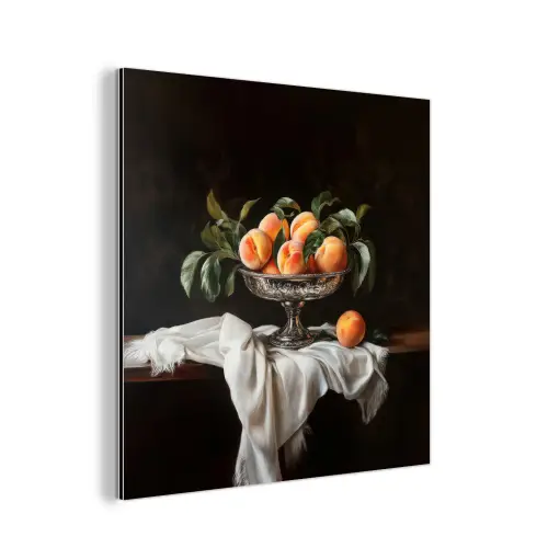Stilleven - Perziken - Vintage aluminium wit klein -3d