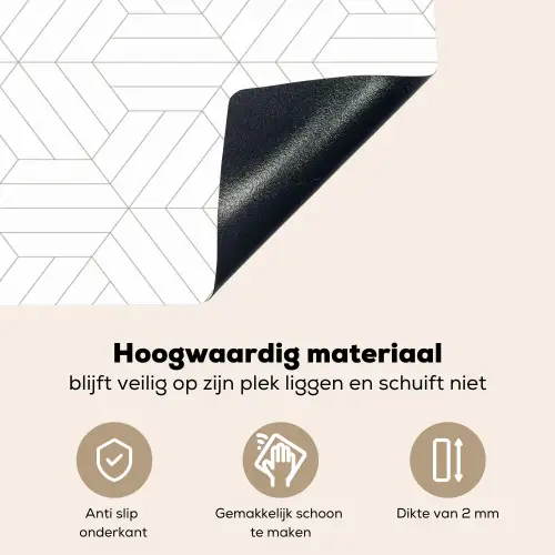 Patroon - Lijn - Design - Zwart - Wit Inductie beschemer met haakjes klein 777 -ky-onderkant-nl