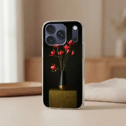 Rode - Bloemen - Vaas Telefoonhoesje iPhone 17 Pro klein -sfeer2