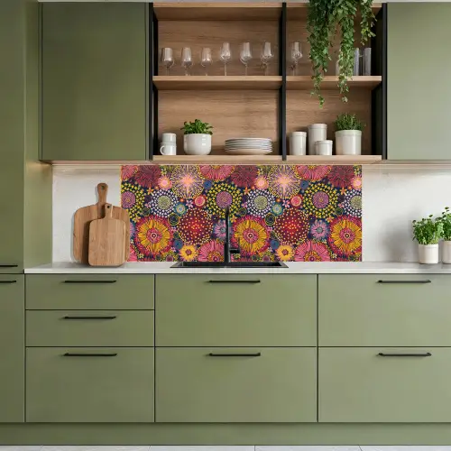 Bloemen - Patroon - Lijn keuken achterwand 2 middel 871 -sfeer3