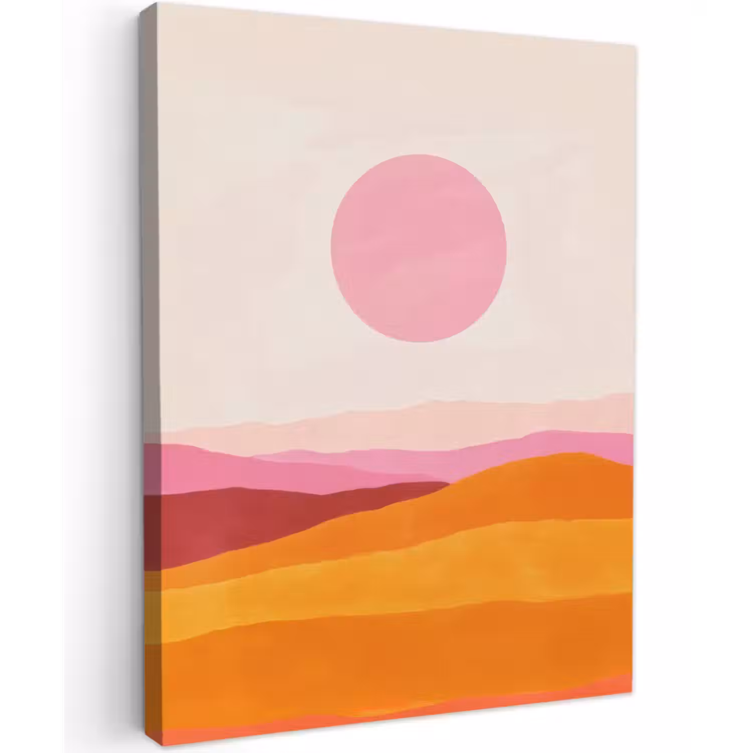 Canvas schilderij - Heuvels - Oranje - Zon - Abstract