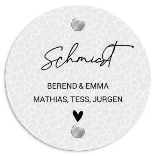 Lichte mozaïek - Sierlijk Naambord Rond klein -3d
